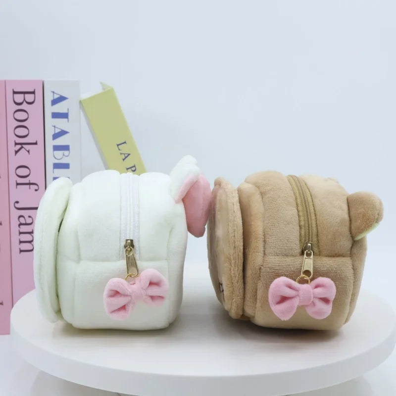 NEW Rilakkuma Girl Bowknot Plush Makeup white Korilakkuma bear Plushes Cosmetic Storage Bag Large Capacity Organizer Handbags