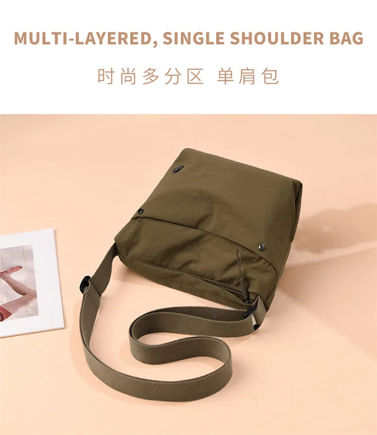 Ultra-light Nylon Crossbody Bag for Women Adjustable Wide Strap Lightweight Women's Bag Zipper Closure Stylish Messenger Bag
