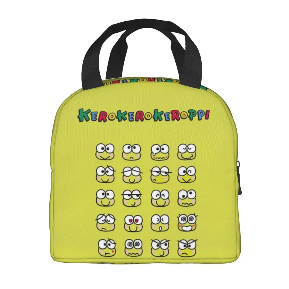 Custom Keroppi Big-eyed Frog Insulated Lunch Tote Bag for Women Portable Thermal Cooler Bento Box School