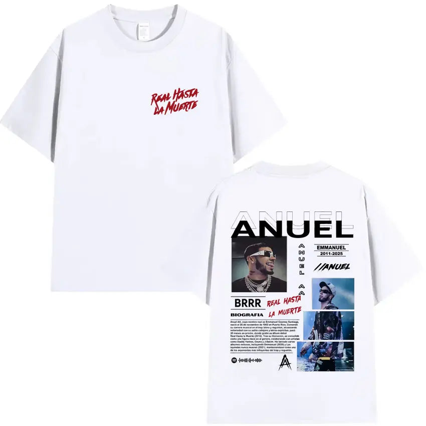 Rapper Anuel AA Music Album Hot Sale Tshirt Men's Clothing Fashion T Shirts Tide Oversized Cotton Sports Cozy Casual Tee Shirts