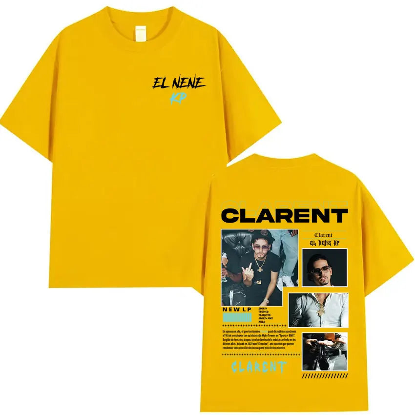 Rapper CLARENT Album 2025 Graphic Double Sided Print T-shirts Mens High Quality Short Sleeve T Shirts Casual 100% Cotton T-Shirt