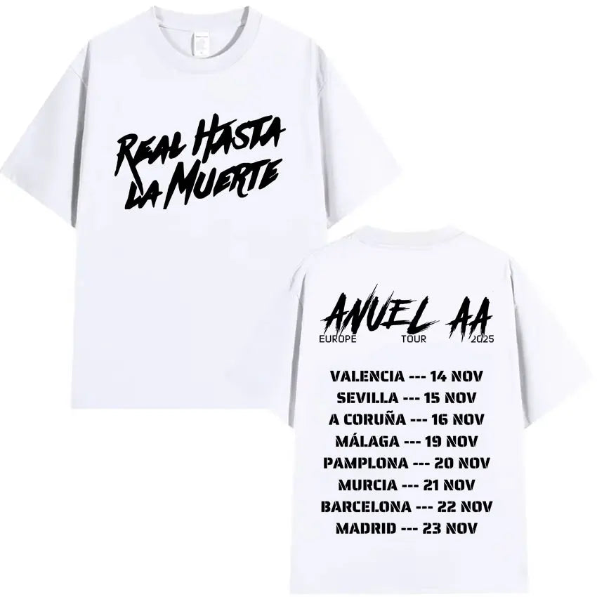 Rapper Anuel AA Europe Tour 2025 New Pop Album T Shirts Men's Women Hip Hop T-Shirts Harajuku Oversized Y2K Short Sleeves Summer