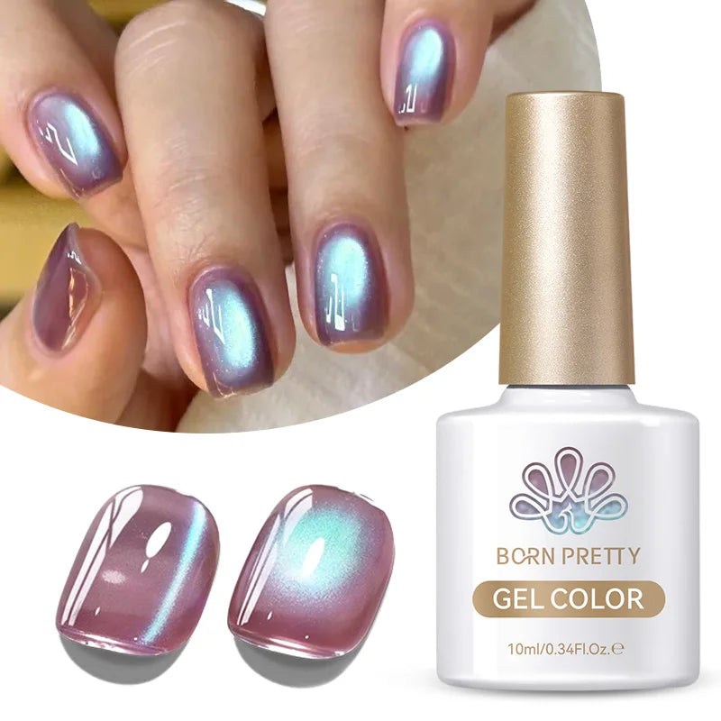 BORN PRETTY 10ml Pink Green Purple Cat Magnetic Gel Water Light Glitter Soak Off UV Gel Semi Permanent Manicure Nail Art Varnish