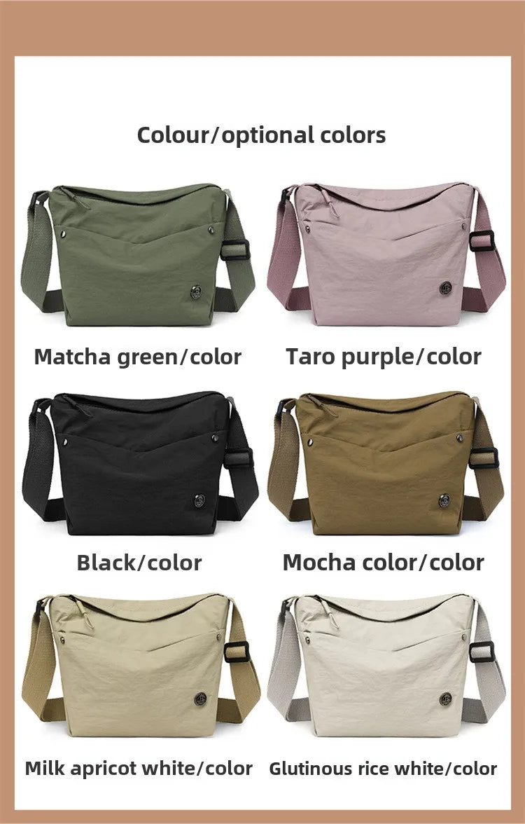 Ultra-light Nylon Crossbody Bag for Women Adjustable Wide Strap Lightweight Women's Bag Zipper Closure Stylish Messenger Bag