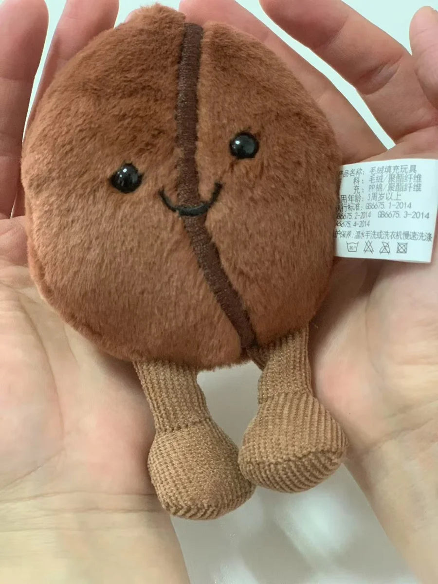 Jellycat 13cm Coffee Bean Plushies Cartoon Stuffed Smiling Coffee Bean Doll Cute Key Chain Soft Food Doll Xmas Gifts Girl