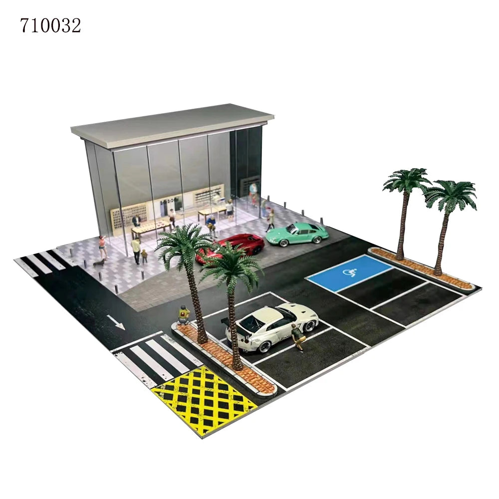 GFans NEW 1:64 Scale Diorama Car Garage Model Parking Lot for Display Gifts Scene Collection Display Car Assembly Scenes Toy