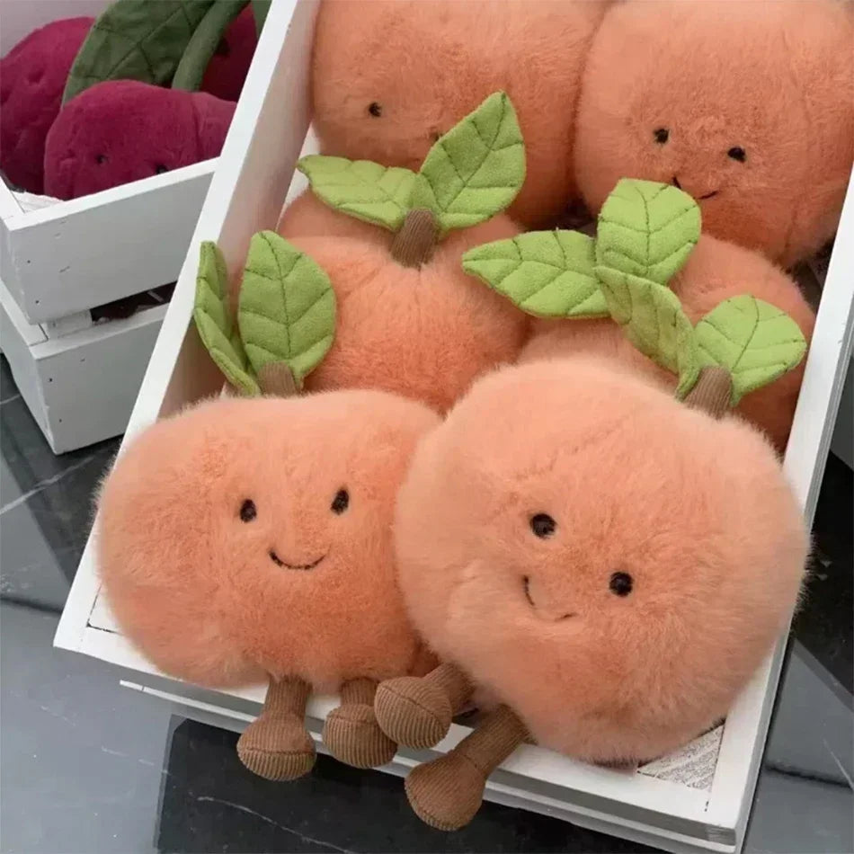 2025 Peach Pear Cherry Plush Doll Smiling Face Fruit Series Home Bedroom Decoration Pet Interactive Toy Birthday Gift