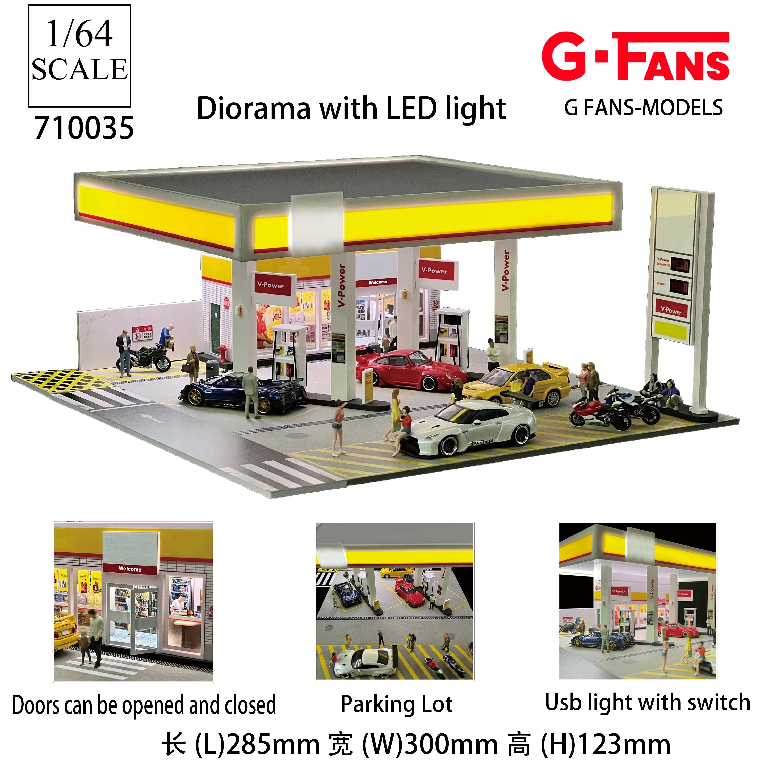 GFans NEW 1:64 Scale Diorama Car Garage Model Parking Lot for Display Gifts Scene Collection Display Car Assembly Scenes Toy