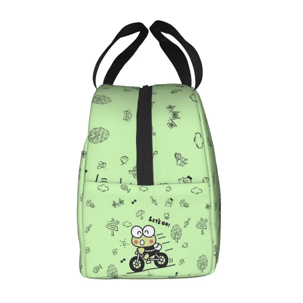 Custom Keroppi Big-eyed Frog Insulated Lunch Tote Bag for Women Portable Thermal Cooler Bento Box School
