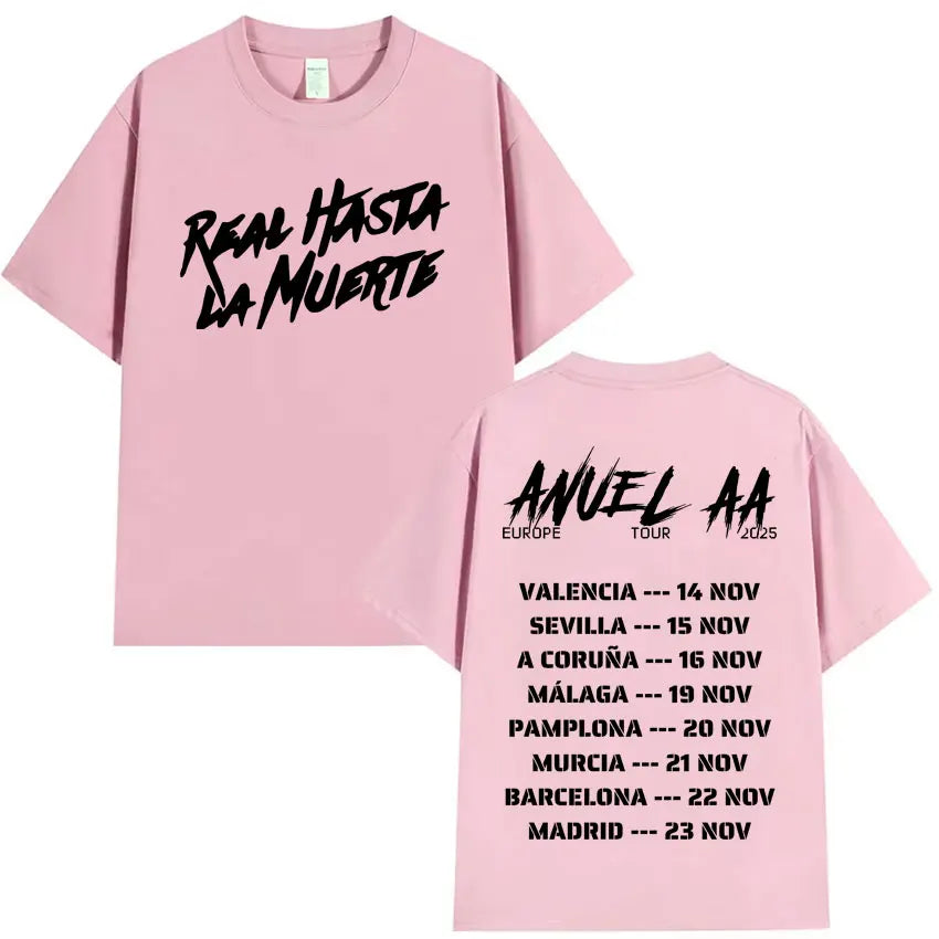 Rapper Anuel AA Europe Tour 2025 New Pop Album T Shirts Men's Women Hip Hop T-Shirts Harajuku Oversized Y2K Short Sleeves Summer