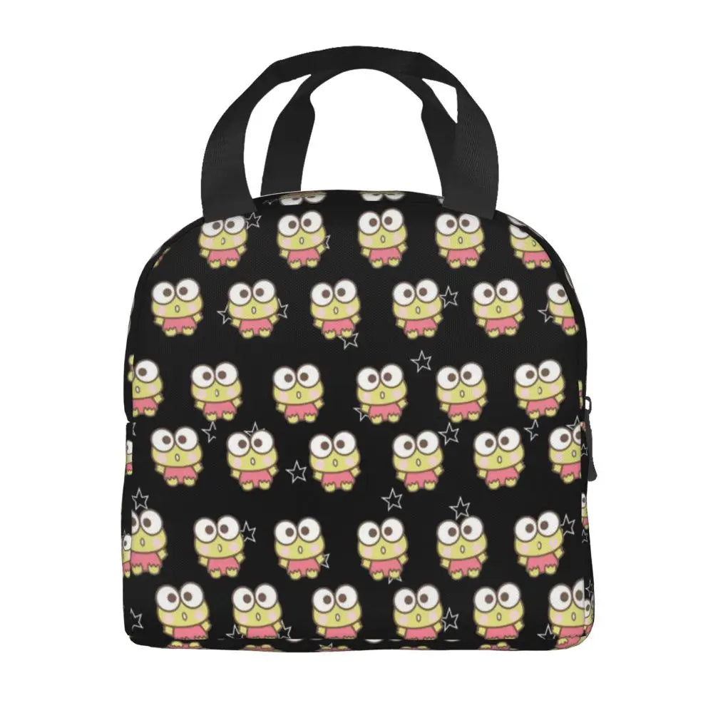 Custom Keroppi Big-eyed Frog Insulated Lunch Tote Bag for Women Portable Thermal Cooler Bento Box School