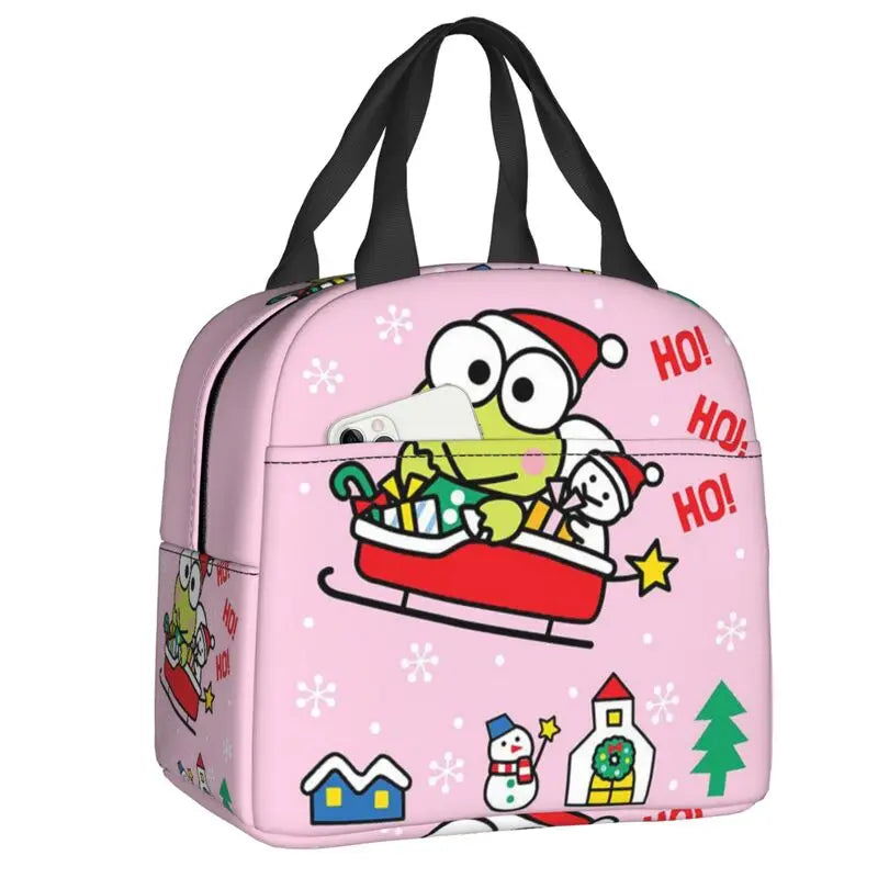 Custom Keroppi Big-eyed Frog Insulated Lunch Tote Bag for Women Portable Thermal Cooler Bento Box School
