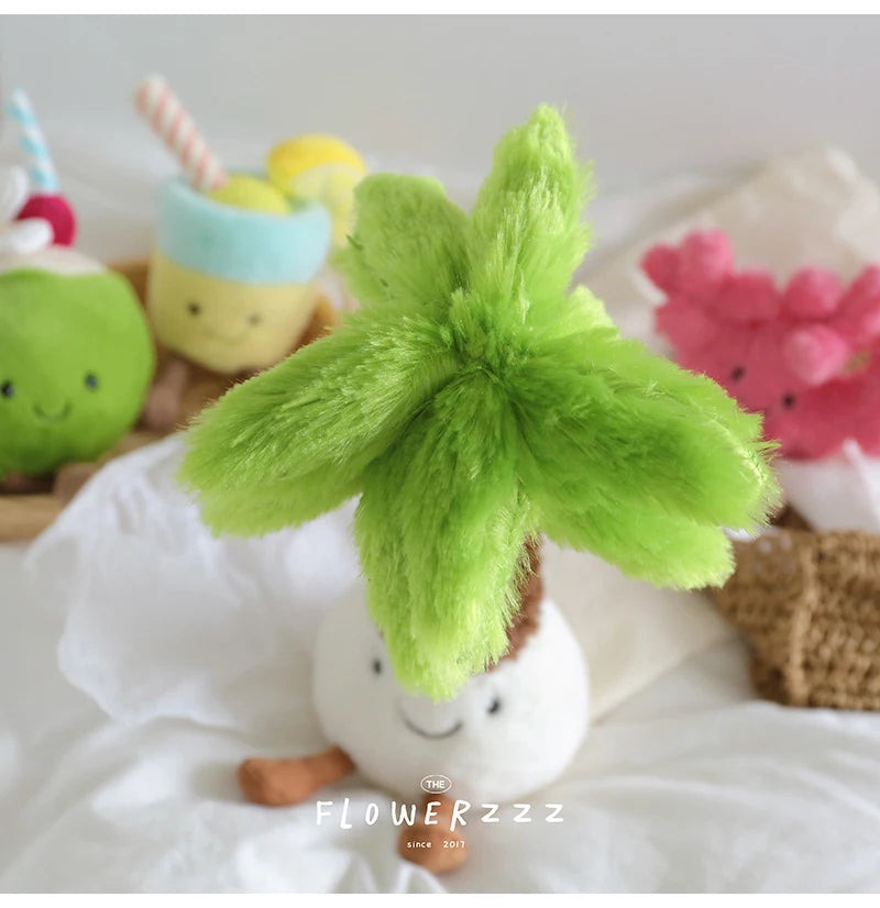 JELLYCAT Lemonade Coconut Plushies Very Soft Palm Tree Red Coral Plush Toy Cartoon Doll Home Decor Xmas Gifts Girl