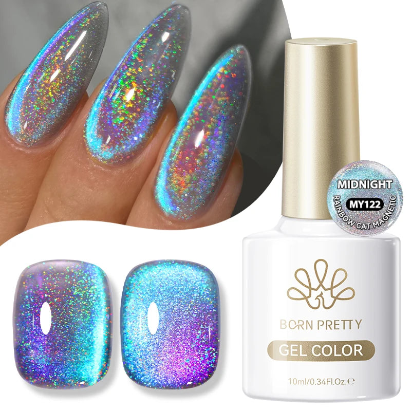 BORN PRETTY 10ml Mint Soda Glass Bead Cat Magnetic Gel Christmas Green Glitter Soak Off UV Gel Nail Art Varnish Manicure