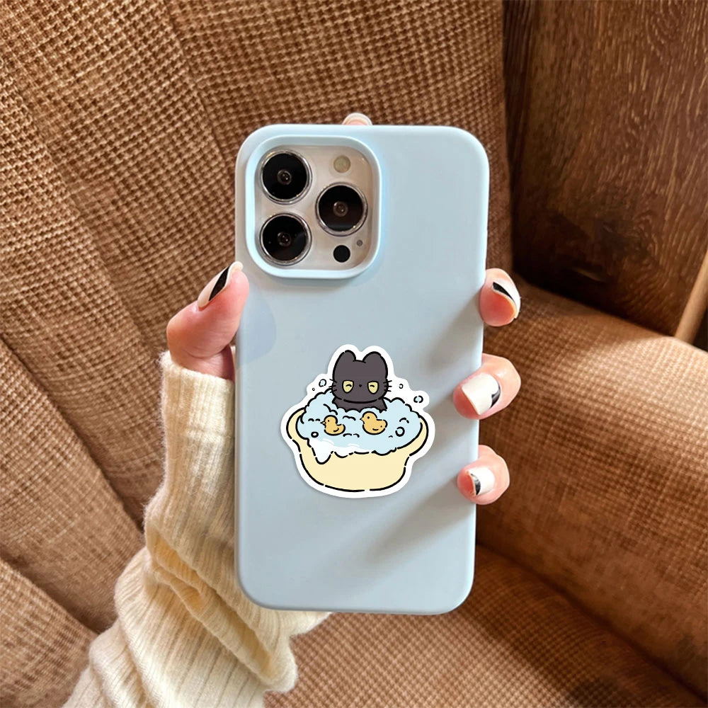 50PCS Naughty Little Black Cat Sticker Graffiti Decoration Laptop Luggage Phone Skateboard Waterproof DIY Sticker