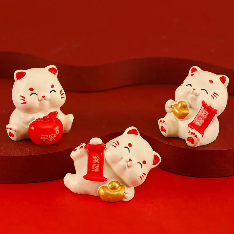 Cartoon Lucky Cat Decorative Accessories Environmental Resin Car Ornaments Mini Landscape