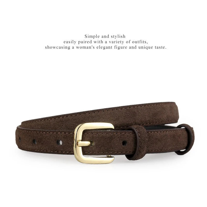 Women Luxury Design Suede Leather Belt Casual Versatile Business Waist Strap Trendy Trouser Dress Belts Gifts