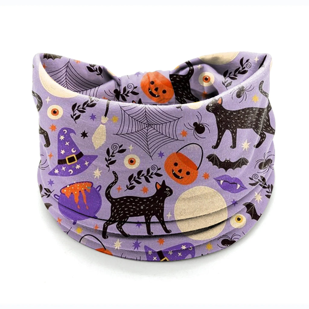 Halloween Headbands For Women Wide Turban Dress Up Costume Headwraps Pumpkin Spider Web Bad Skeleton Hair Band