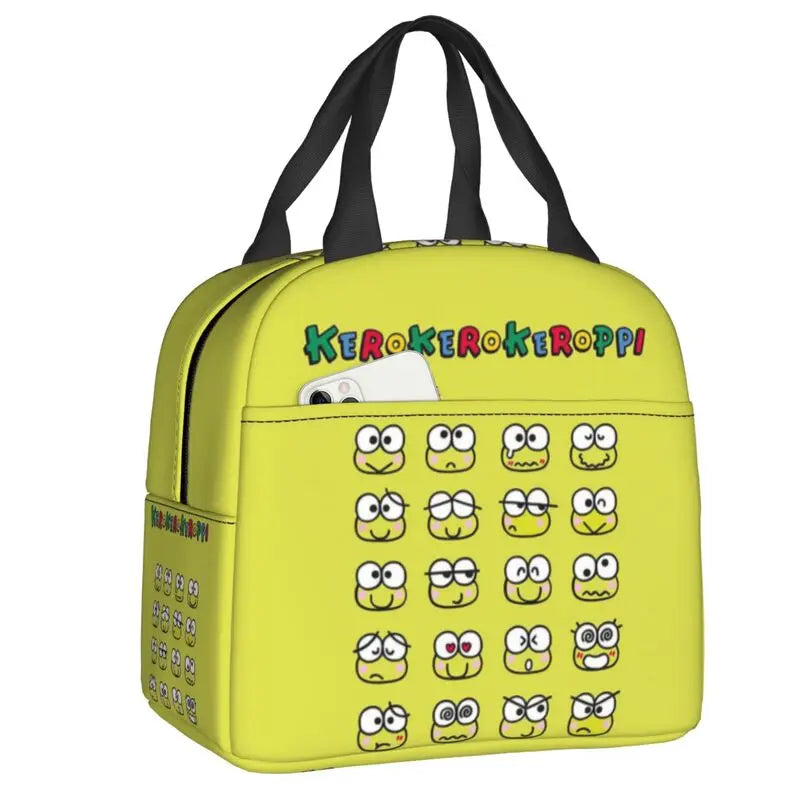 Custom Keroppi Big-eyed Frog Insulated Lunch Tote Bag for Women Portable Thermal Cooler Bento Box School