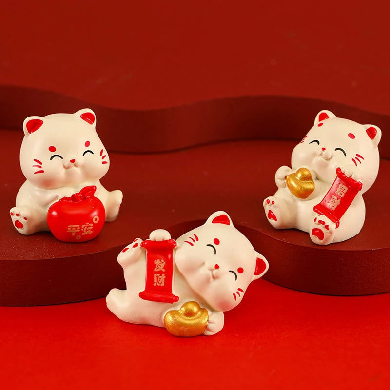 Cartoon Lucky Cat Decorative Accessories Environmental Resin Car Ornaments Mini Landscape