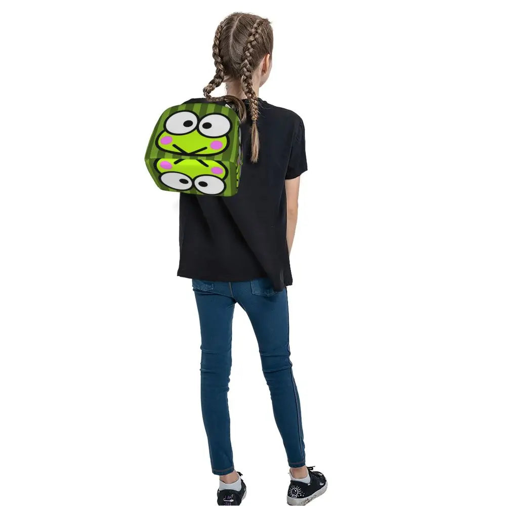 Custom Keroppi Big-eyed Frog Insulated Lunch Tote Bag for Women Portable Thermal Cooler Bento Box School