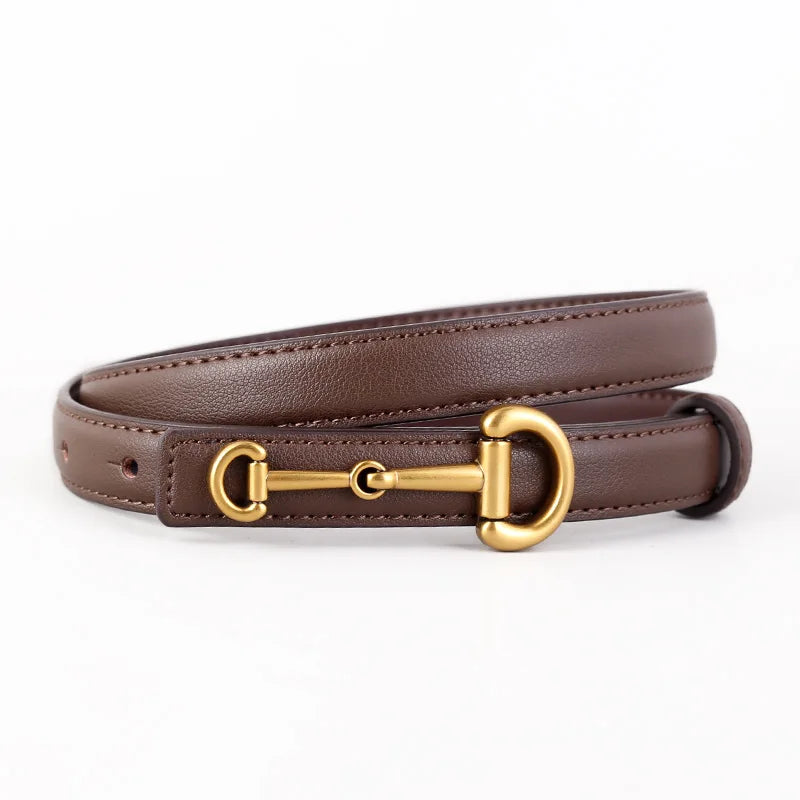2025new arrival genuine leather small belt casualcasual thin belt horseshoe buckle easiest for matchins style pants belt