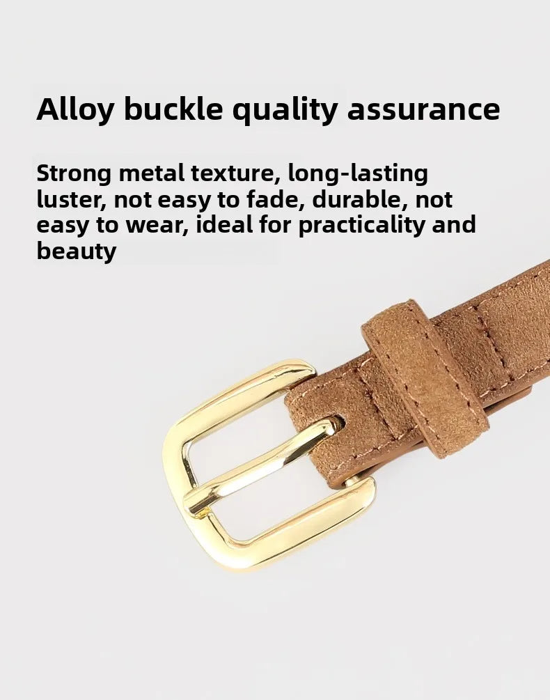 Women Luxury Design Suede Leather Belt Casual Versatile Business Waist Strap Trendy Trouser Dress Belts Gifts