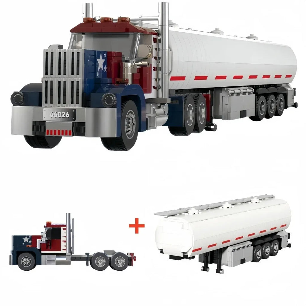 European&American Truck Head Building Blocks MOC Connectable Container Trailer Model Bricks Educational Toys For kids Gifts