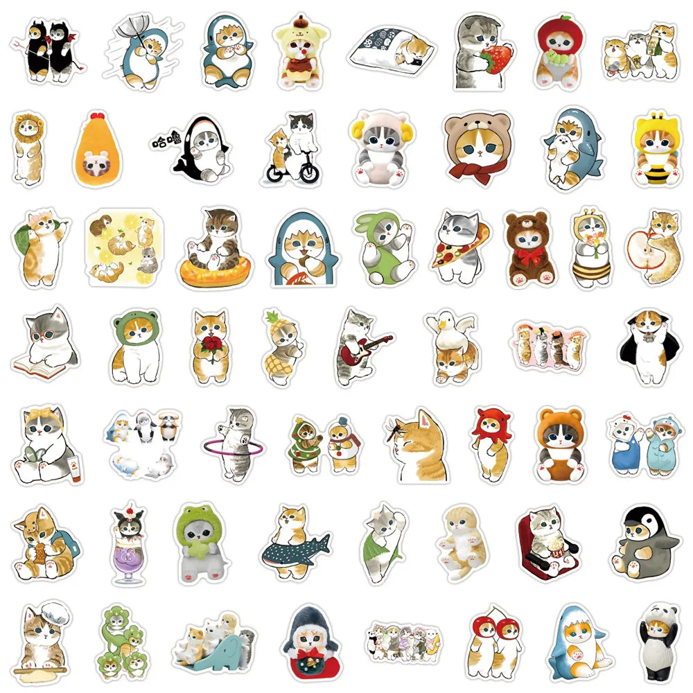 10/30/55/110PCS Kawaii Mofusand Stickers Cartoon Cute Cat Graffiti Decals Kids Toy Gift DIY Scrapbook Guitar Laptop Phone Case