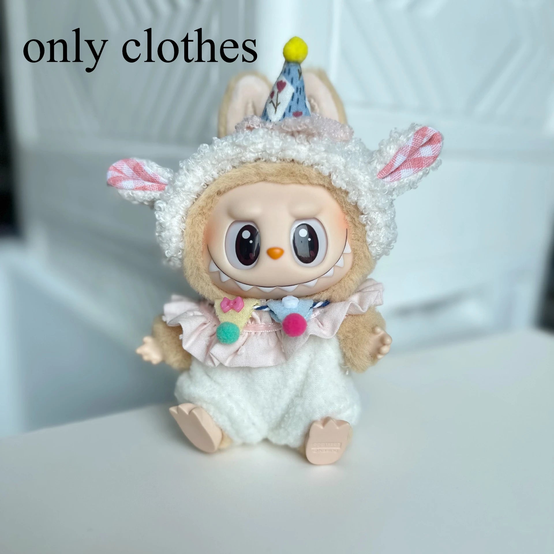 17cm Labubu Idol Dolls Sitting Party Clothing Outfit Accessories Cute Mini The Monster Camellia Dress only clothes