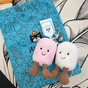 JC Jelly Plush Cat Cotton Candy Two Tone Cute Soft Two Tone Keychain Bag Pendant Plush Accessories Doll Car Pendant Holiday Gift