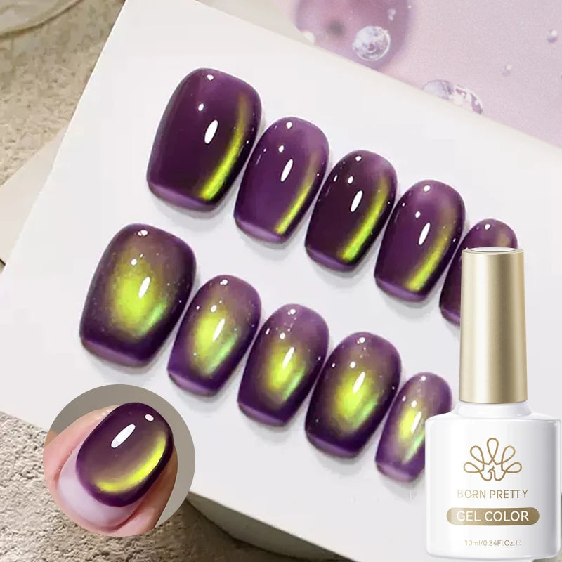 BORN PRETTY 10ml Mint Soda Glass Bead Cat Magnetic Gel Christmas Green Glitter Soak Off UV Gel Nail Art Varnish Manicure