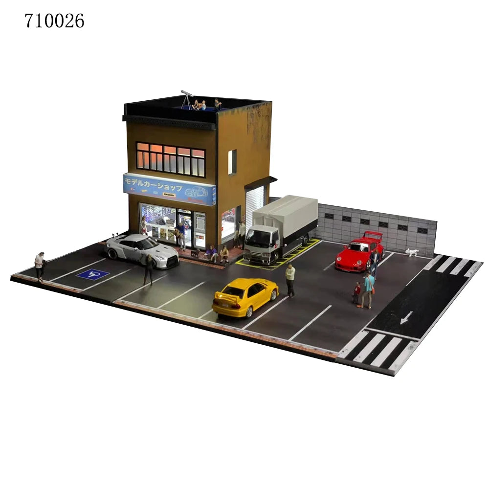 GFans NEW 1:64 Scale Diorama Car Garage Model Parking Lot for Display Gifts Scene Collection Display Car Assembly Scenes Toy