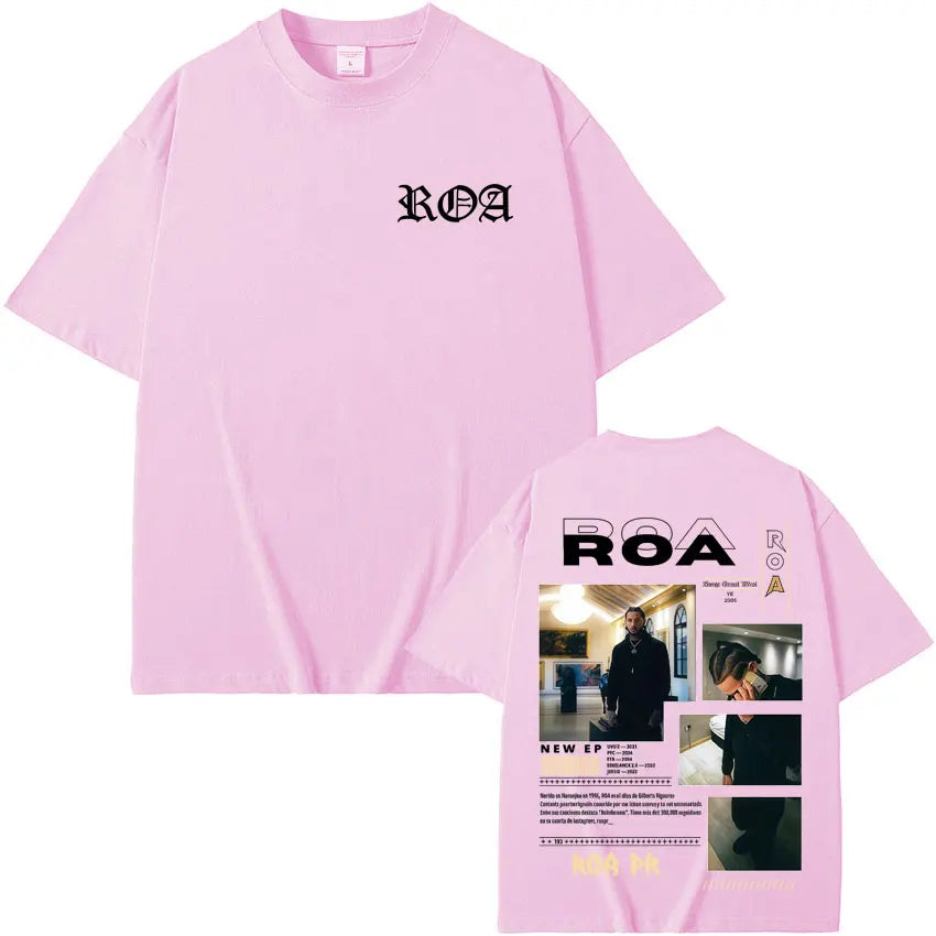 Rapper Roa Album Tour 2025 T-Shirt 100% Cotton Tshrit Summer Hip Hop Punk Comfort Tee Shirt High Street Tide Short Sleeve Unisex