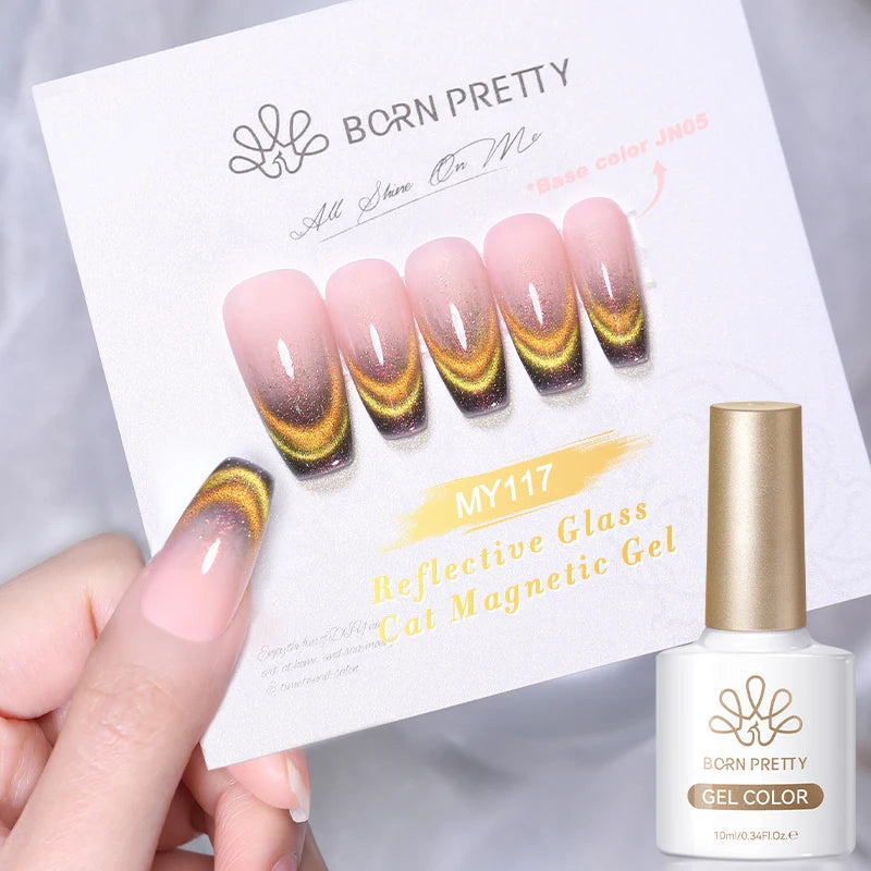 BORN PRETTY 10ml Pink Water Light Cat Magnetic Gel Polish Spaking Glitter UV LED Soak Off Gel Varnish Crystal DIY Manicure