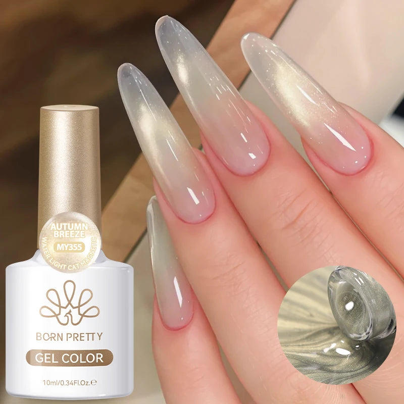 BORN PRETTY 10ml Auroras Glitter Cat Magnetic Gel Nail Polish Jelly Glass Bead Semi Permanent Soak Off UV LED Varnish Manicure