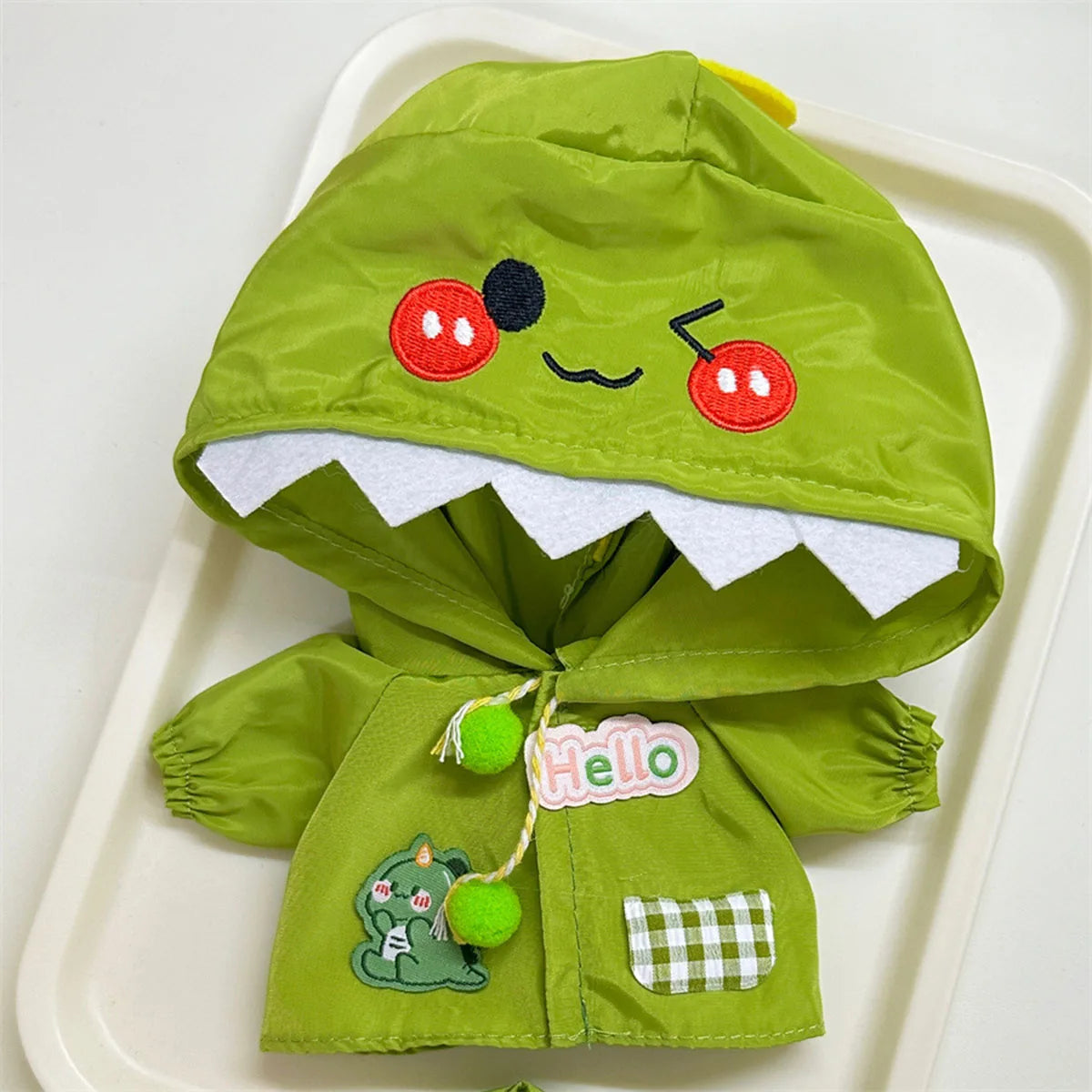 Mini Plush Doll Clothes Outfit Accessories Dinosaur Raincoat Set For Labubu Idol V1 V2 Doll Clothes Gift