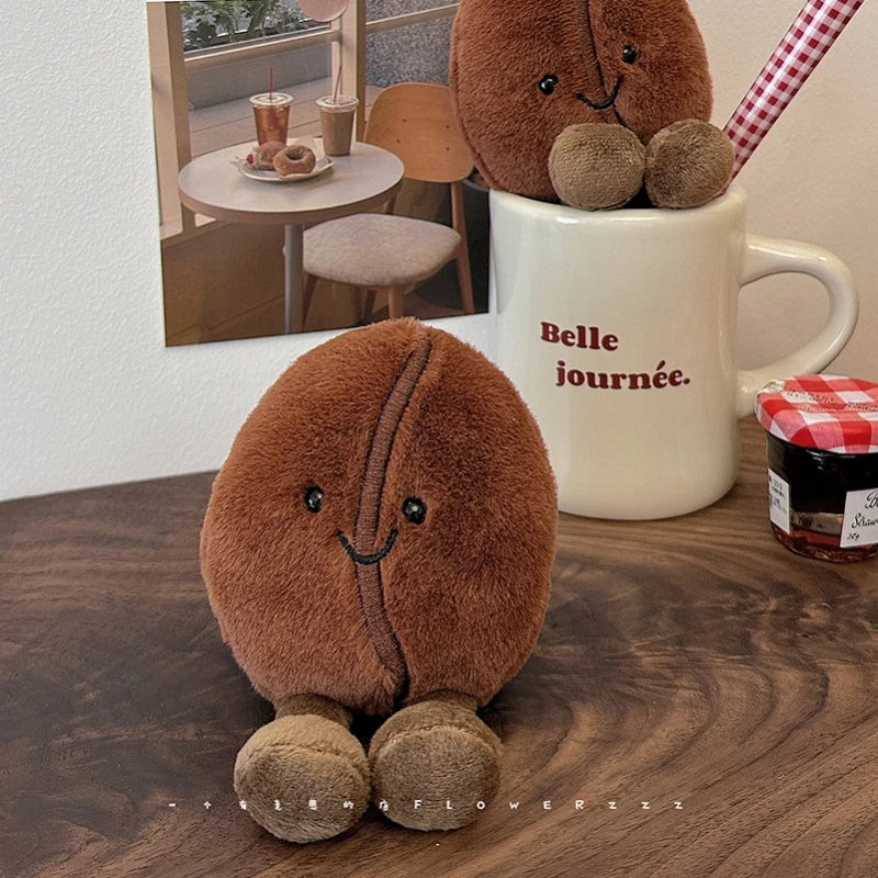 Jellycat 13cm Coffee Bean Plushies Cartoon Stuffed Smiling Coffee Bean Doll Cute Key Chain Soft Food Doll Xmas Gifts Girl