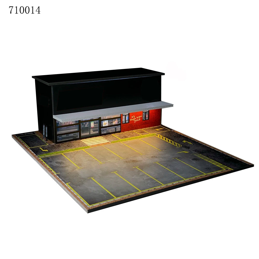 GFans NEW 1:64 Scale Diorama Car Garage Model Parking Lot for Display Gifts Scene Collection Display Car Assembly Scenes Toy