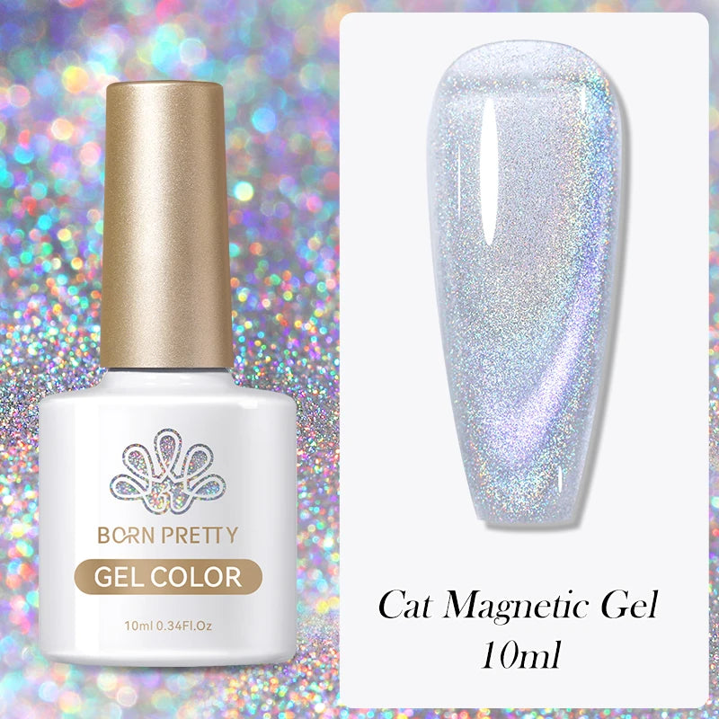 BORN PRETTY 10ml Auroras Glitter Cat Magnetic Gel Nail Polish Jelly Glass Bead Semi Permanent Soak Off UV LED Varnish Manicure
