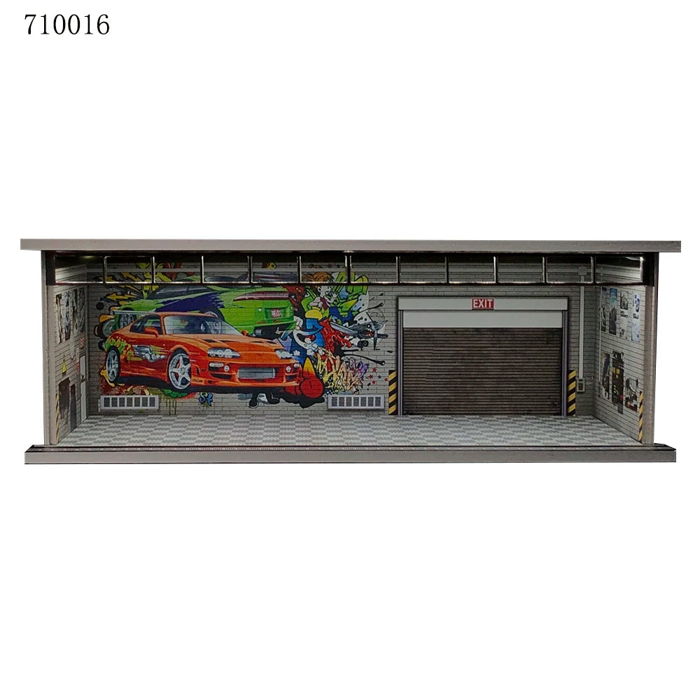 GFans NEW 1:64 Scale Diorama Car Garage Model Parking Lot for Display Gifts Scene Collection Display Car Assembly Scenes Toy