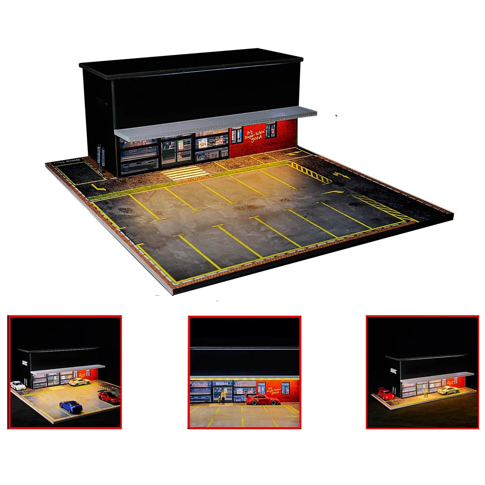 GFans NEW 1:64 Scale Diorama Car Garage Model Parking Lot for Display Gifts Scene Collection Display Car Assembly Scenes Toy