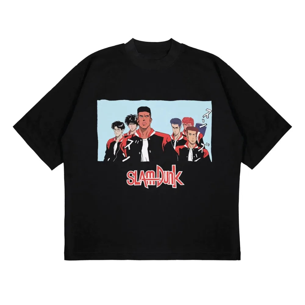 2025 Summer Anime Slam Dunk Print T-Shirt Men's Oversized Japanese Manganese Women Short Sleeve Fast Shipping Cotton T Shirt