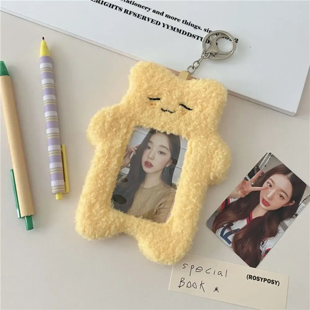 Cute Plush Photocard Case Cartoon Bag Keychain Photo Card Holder Idol Photos Protective Cover Student Card Holder