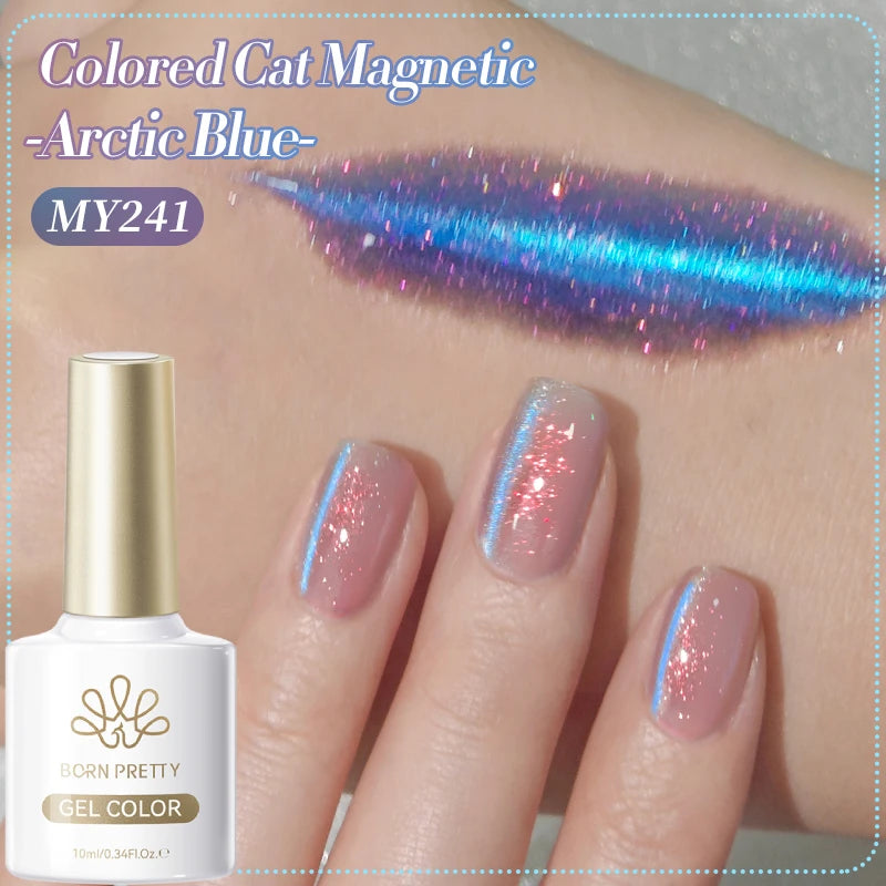 BORN PRETTY 10ml Auroras Glitter Cat Magnetic Gel Nail Polish Jelly Glass Bead Semi Permanent Soak Off UV LED Varnish Manicure
