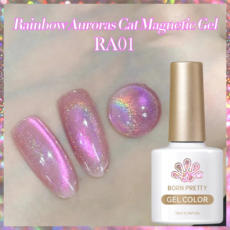 BORN PRETTY 10ml Auroras Glitter Cat Magnetic Gel Nail Polish Jelly Glass Bead Semi Permanent Soak Off UV LED Varnish Manicure