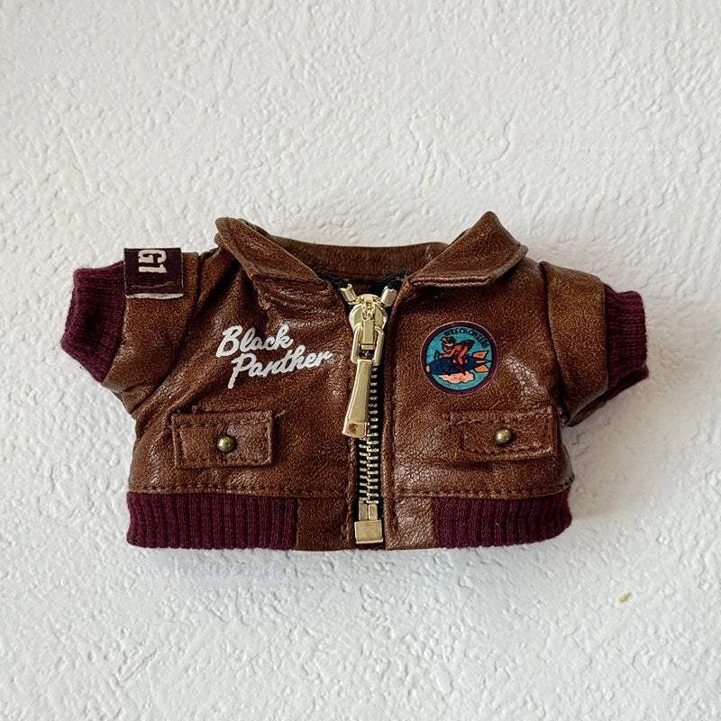 Labubu Retro Pilot Outfit Vintage Leather Jacket Aviator Headset Camera For 15/17cm 1st/2nd/3rd Gen Dolls