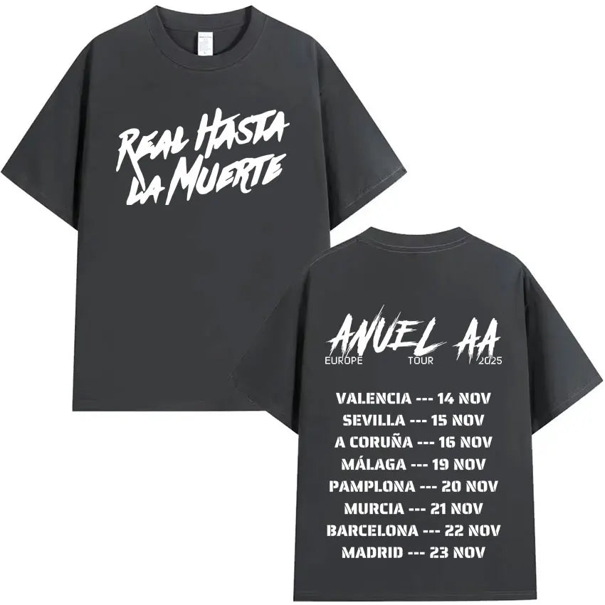 Rapper Anuel AA Europe Tour 2025 New Pop Album T Shirts Men's Women Hip Hop T-Shirts Harajuku Oversized Y2K Short Sleeves Summer