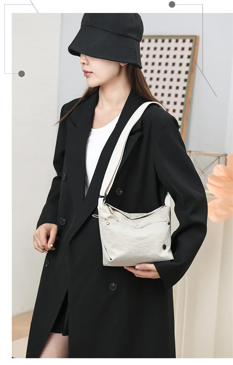 Ultra-light Nylon Crossbody Bag for Women Adjustable Wide Strap Lightweight Women's Bag Zipper Closure Stylish Messenger Bag