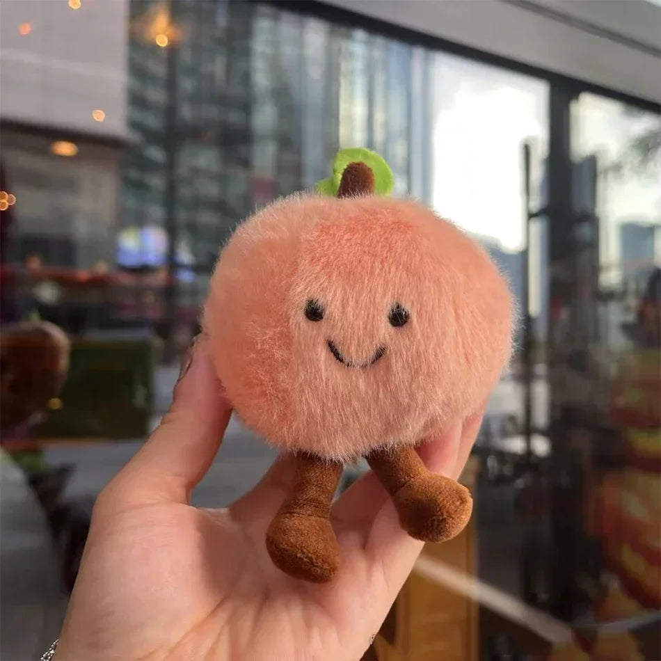 2025 Peach Pear Cherry Plush Doll Smiling Face Fruit Series Home Bedroom Decoration Pet Interactive Toy Birthday Gift